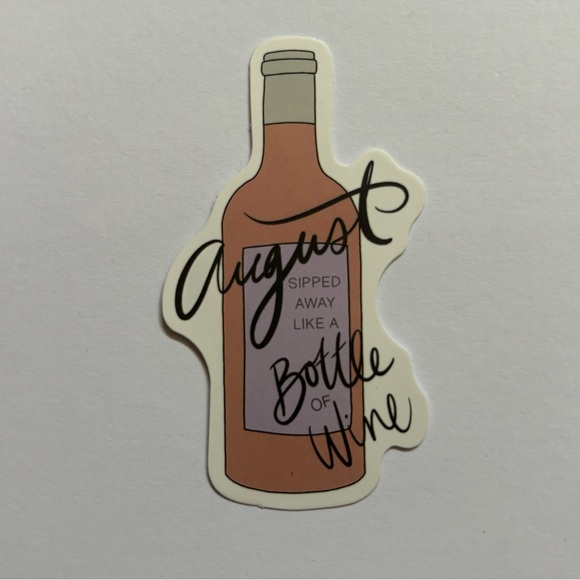 Illustrated Taylor Swift "August" Bottle of Wine Lyrics Waterproof Sticker - Picture 1 of 2